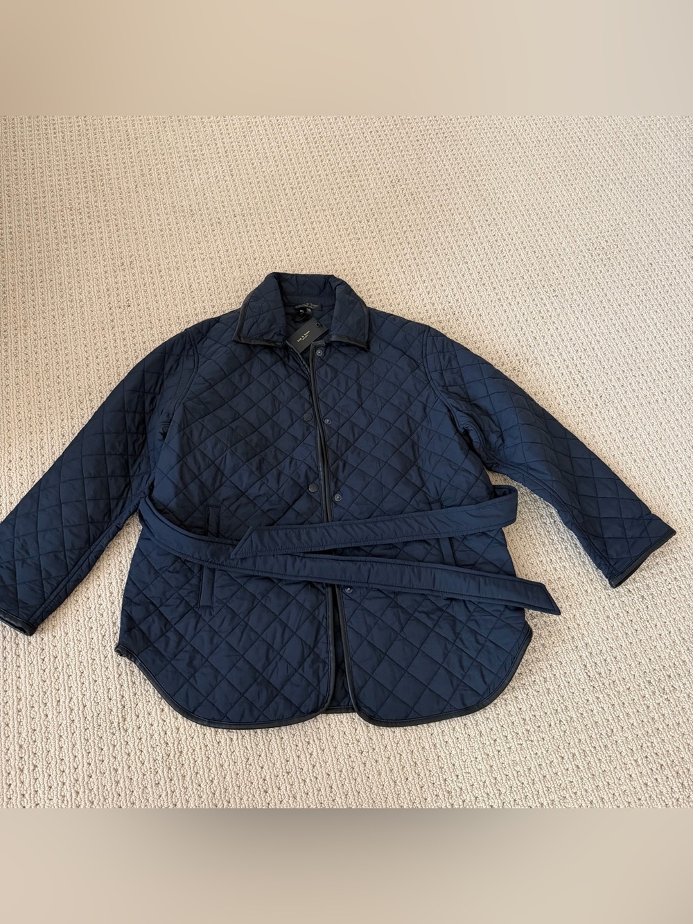rag & bone Quilted Navy Belted Shirt Jacket